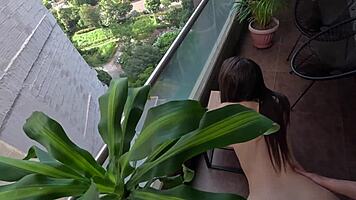 real 18 year old cutie gets balcony pounded by monster cock pov