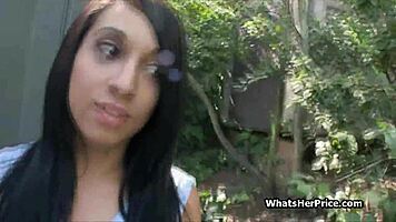 broke bigtit amateur teen sucks stranger cock outdoors for quick cash