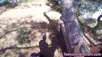 Real teen's ass gets jizzed in outdoor doggystyle reality scene
