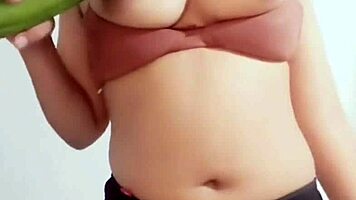 Tante Sexy Indonesia Masturbates Dripping Wet Pussy with Cucumber Toy in Cosplay