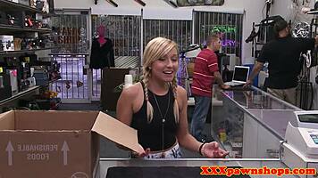 pawn teen pussy bent over doggystyle in hidden back office