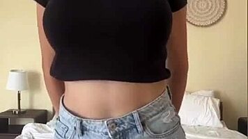 Huge Tits Burst Short Shorts Nipple Lick Tease
