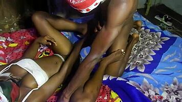 Skinny Ebony Cutie Gets DOGGYSTYLE Creampie Christmas Fun