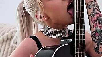 Sandra Luberc Blonde Fishnets Tattoo Tease