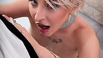 Sandra Luberc Blonde Fishnets Tattoo Tease
