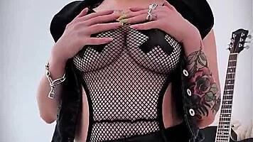 Sandra Luberc Blonde Fishnets Tattoo Tease