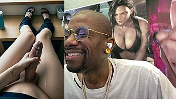 Beautiful trans cum facial self suck hands free big tits pov