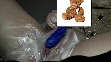 kinky arab teen masturbates vibrator cum covers curvy body