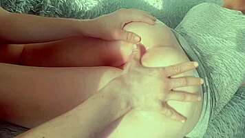 Petite virgin babe bends over for anal assfucking her tight shaved pussy doggystyle