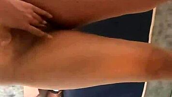 hijastra cachonda fingers her dripping wet pussy moaning loud while pervert watches from door