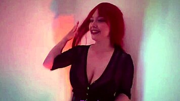 Busty redhead latina bangs in crowded bar restroom