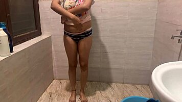 desi holi babe seduced into hardcore doggystyle creampie bathroom fuck