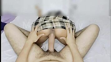 Naughty latina lured home for older man's pounding