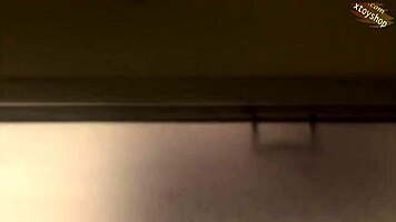 hot babe caught showering spies bottle up her tight pussy