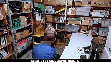 shoplifting babe 18+ seduces security guard with rough pussy fuck to escape