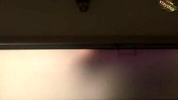 hot babe caught showering spies bottle up her tight pussy