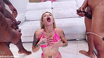 Lusty Ashley Rose Craves Double Huge Cocks Stretching Her Tight Ass Deep