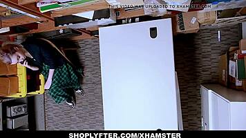 shoplifting babe 18+ seduces security guard with rough pussy fuck to escape