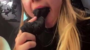 jucielussie crams toys in fat ass outdoors public shopping