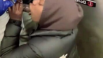 bold public train suck on 11 inch monster bbc to extreme orgasm
