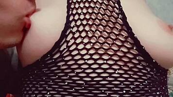 stepbrother devours my tits sucking licking biting nipples hungrily