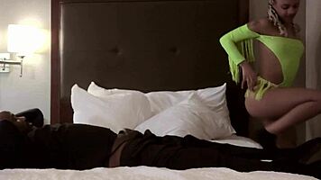 Fiji Baby's Petite Ebony Body Creams Hard On Monster BBC Cowgirl Ride