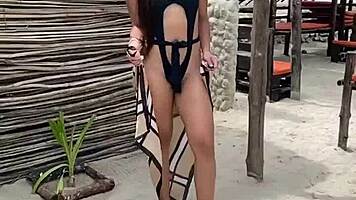 Petite Colombian Linda's Tiny Suit Tease