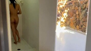 caught that hot latina in shower, now pounding her tight wet pussy