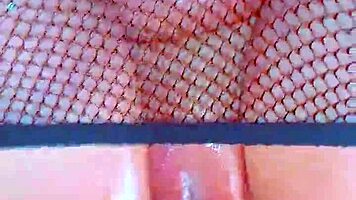 Puffy pink pussy stretched by BBC in fishnets hardcore