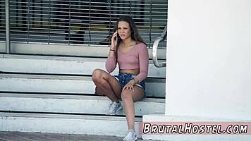 Naive girl bound in taxi for kinky anal gangbang domination