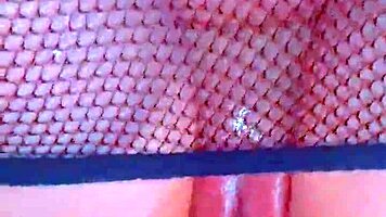 Puffy pink pussy stretched by BBC in fishnets hardcore