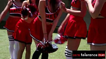 College cheer sluts sweat through orgy after practice 😈 deepthroat group fuckfest