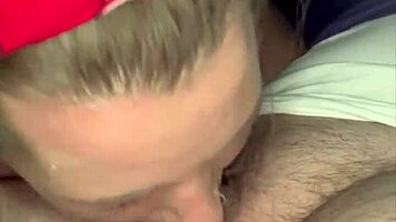 topless slut endures long public car blowjob ending in massive facial