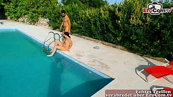 hey, normal german girl gets pool pounded on mallorca