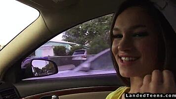 hey, wanna see this teen hitchhiker devour huge cock outdoors?