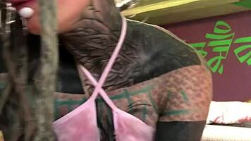 Oh fuck yes tattooed glasses babe rams dildo deep in creamy pussy!