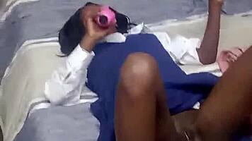 Daddy, watch this black teen suck your vibrator?