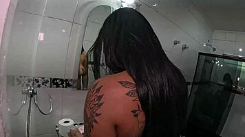 brazilian latina's big ass shines fresh in bathroom shower tease