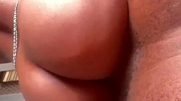 whoa look at this skinny ebony milf shaking her huge ass for cock worship!