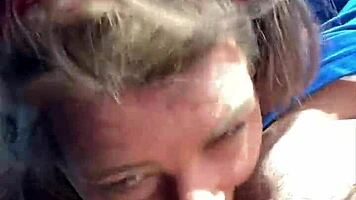 Cum Gushes In Her Mouth Then She Rubs That Cock All Over Her Topless Face!