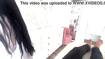 My busty Latina milf doctor treats my aching balls with her tight pussy