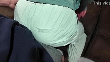 Babe in ski pants grinding and shaking ass