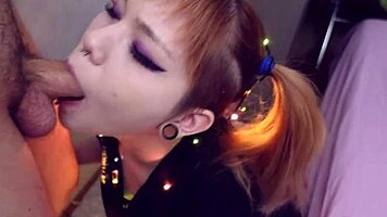 Christmas deepthroat and gagging