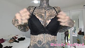 Emotional Petite Goth Model Shows Lingerie And Bikini