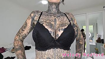Emotional Petite Goth Model Shows Lingerie And Bikini