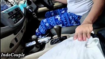 Hijab student wife plays on my dick inside the car