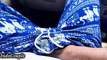 Hijab student wife plays on my dick inside the car