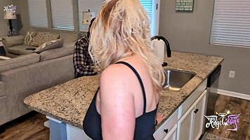 Blonde wife rides big black cock