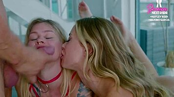 Two Petite Sluts Share A Huge Cock With Screaming And Sloppy Action