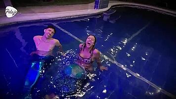 Merman pleasures mermaid friend leading to climax